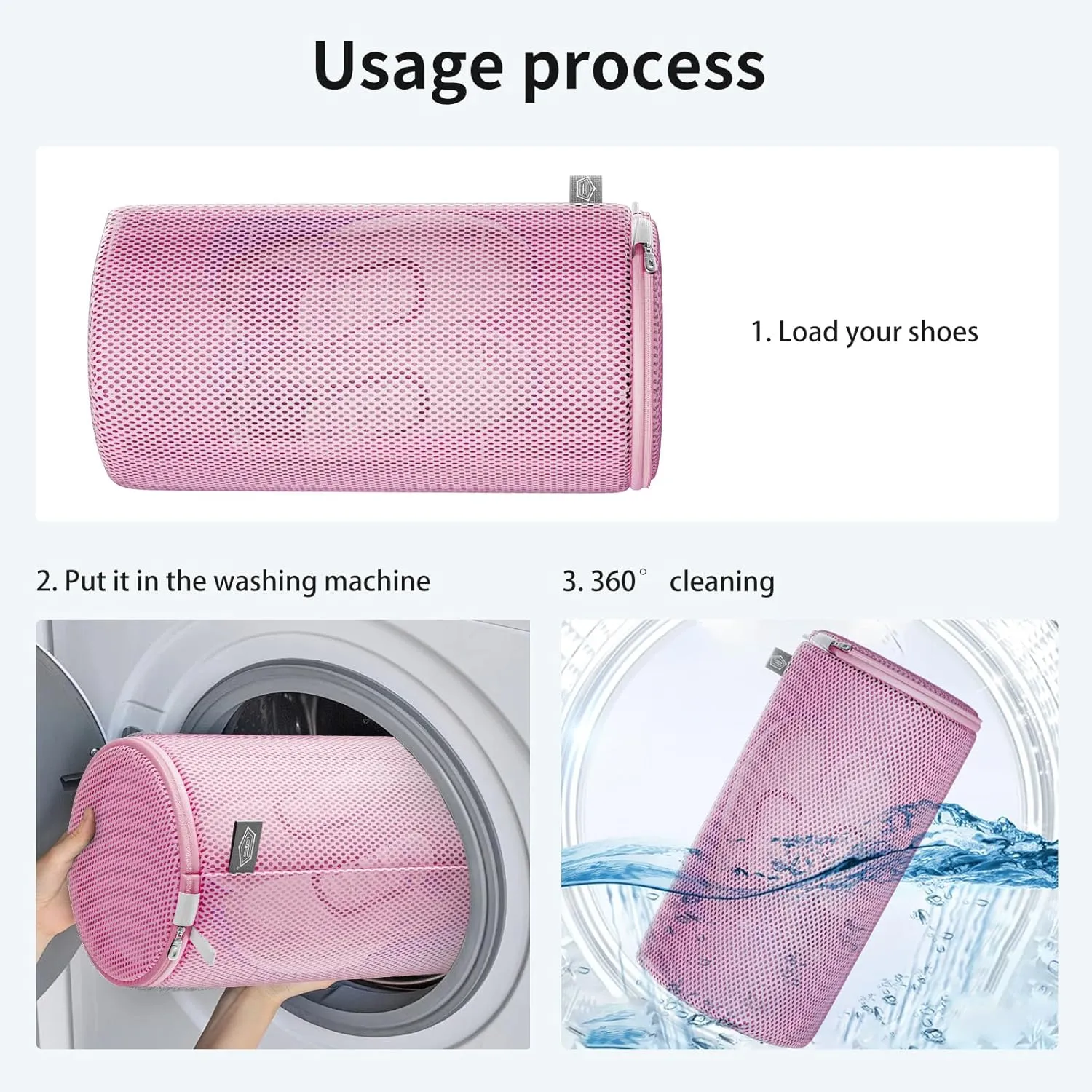 Kimmama Shoe Washing Machine Bag,Laundry Shoes Bags,Sneaker Wash Protector Sack,Sandwish Mesh,Pink,8x15",4 Pack