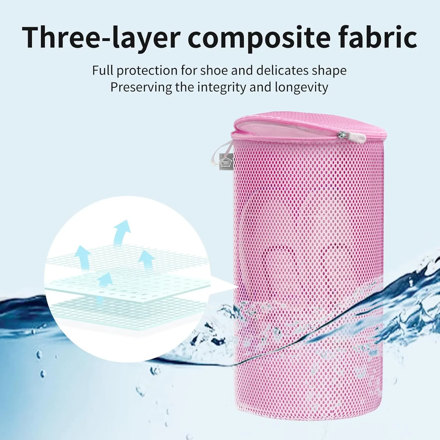 Kimmama Shoe Washing Machine Bag,Laundry Shoes Bags,Sneaker Wash Protector Sack,Sandwish Mesh,Pink,8x15",4 Pack