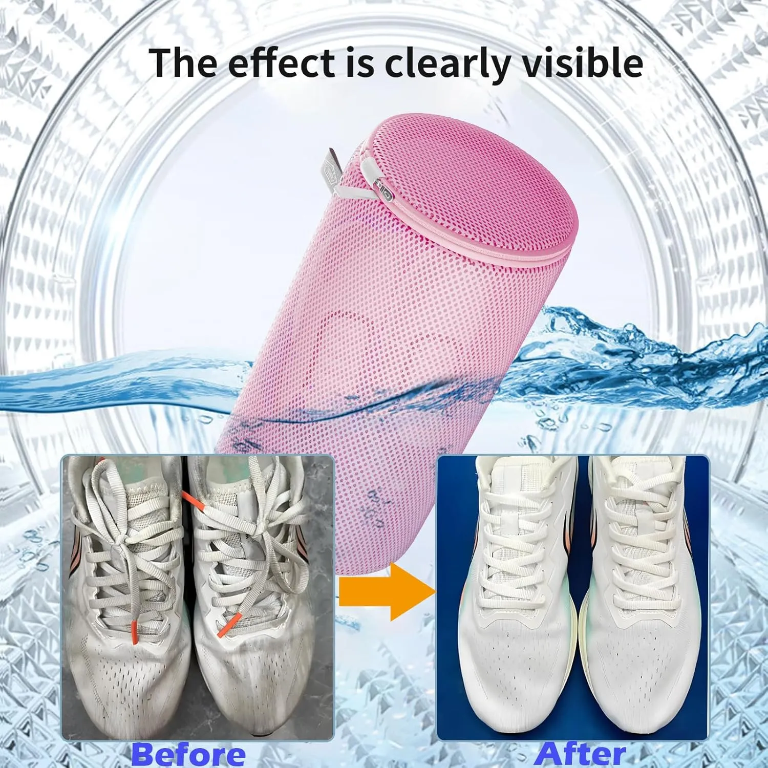 Kimmama Shoe Washing Machine Bag,Laundry Shoes Bags,Sneaker Wash Protector Sack,Sandwish Mesh,Pink,8x15",4 Pack