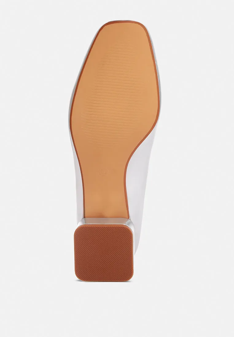 Laga Metallic Low Block Heel Ballerinas By MODE