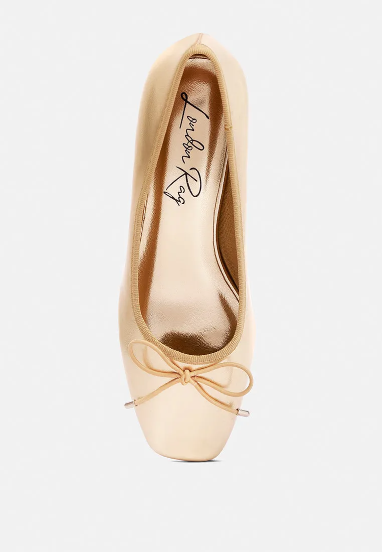 Laga Metallic Low Block Heel Ballerinas By MODE