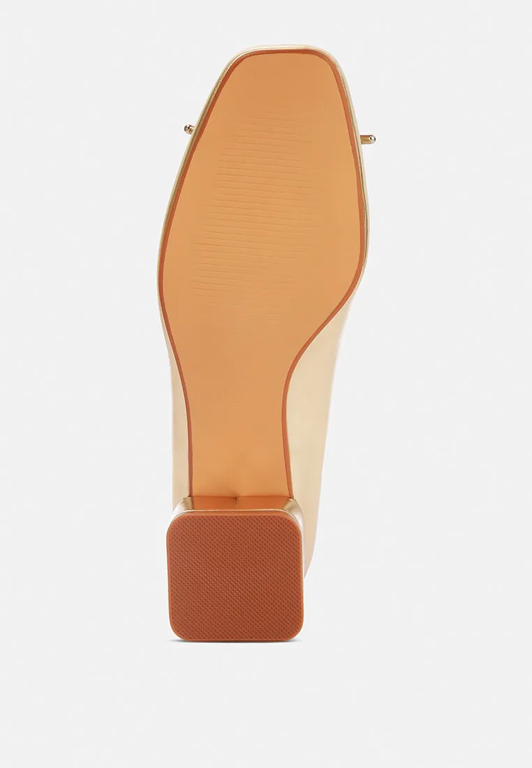 Laga Metallic Low Block Heel Ballerinas By MODE