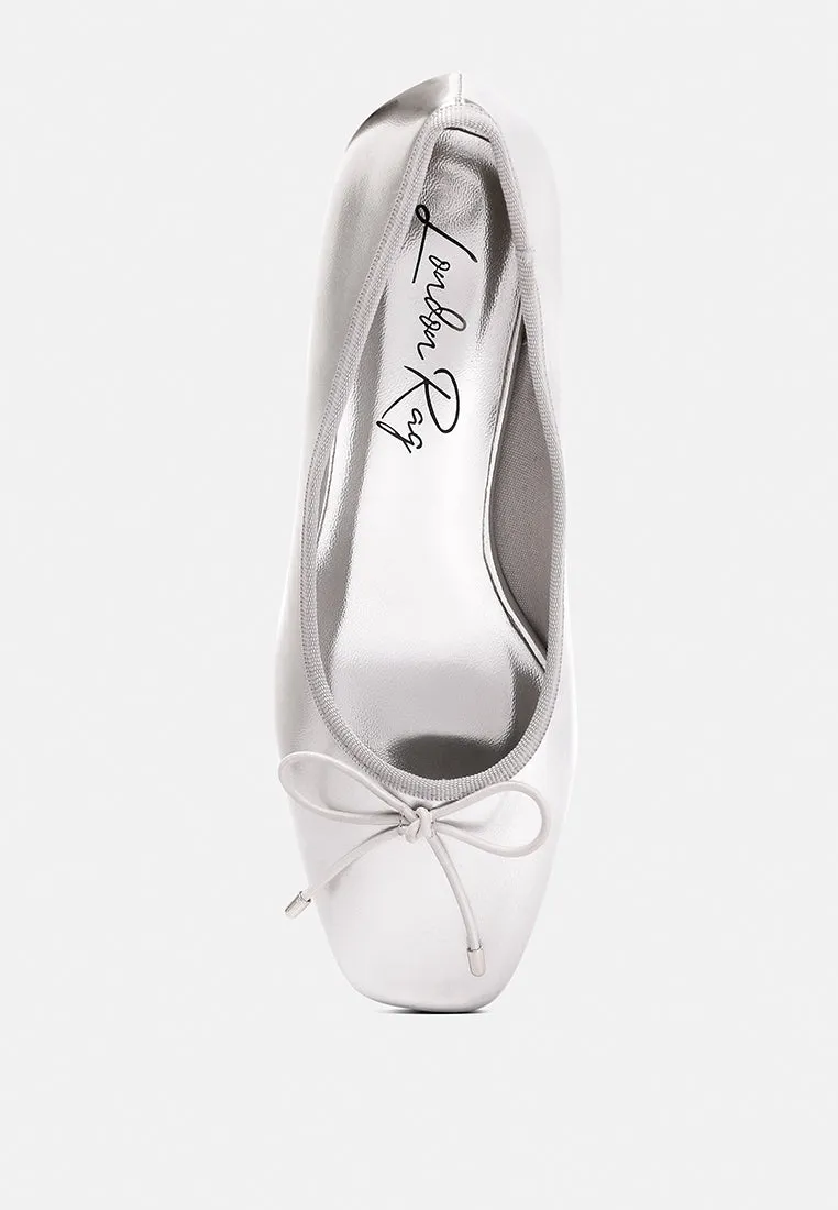 Laga Metallic Low Block Heel Ballerinas By MODE