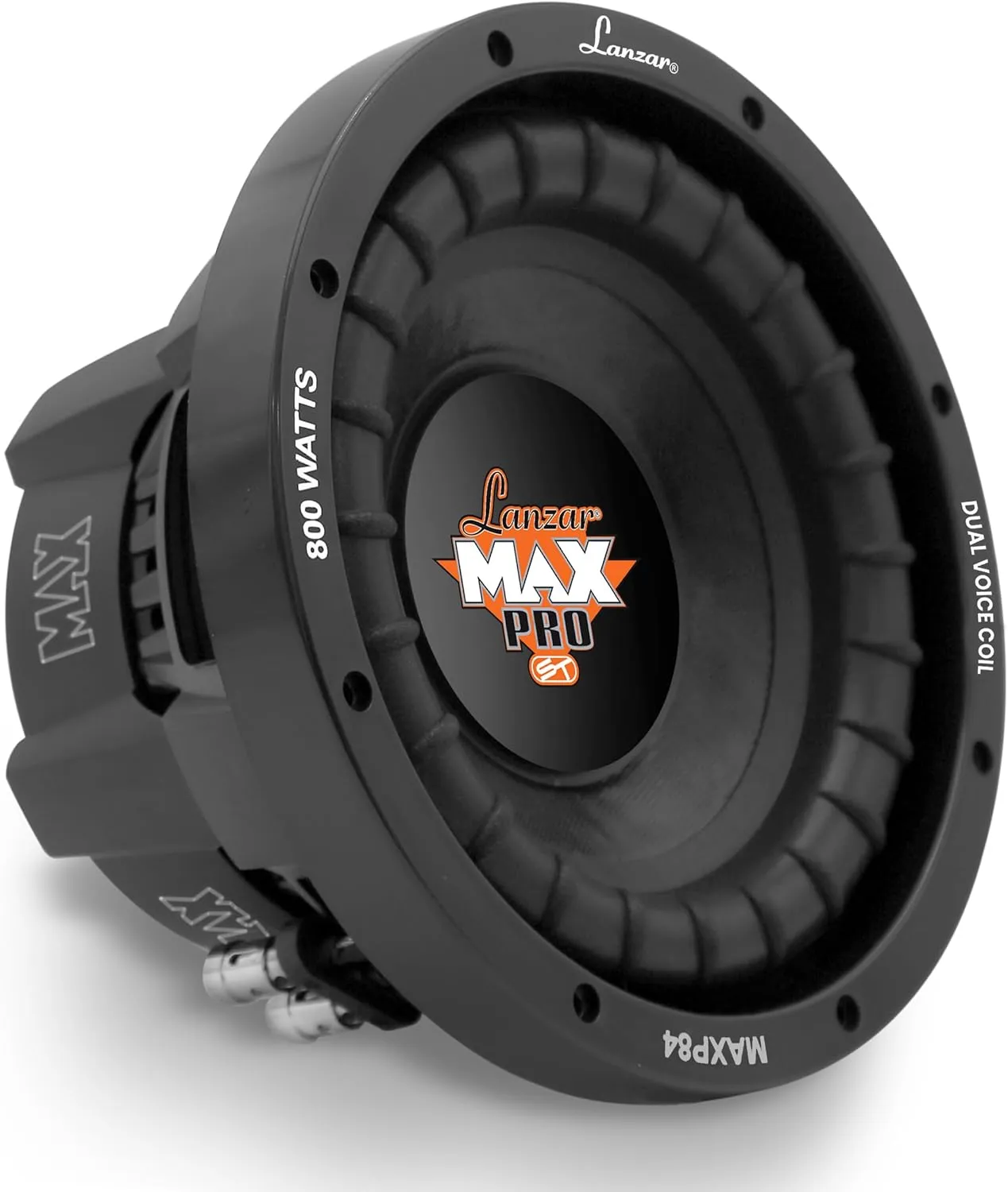 Lanzar 8 inch Car Subwoofer Speaker - Black Non-Pressed Paper Cone, Aluminum Voice Coil, 4 Ohm Impedance, 800 Watt Power and Foam Edge Suspension for Vehicle Audio Stereo Sound System - MAXP84