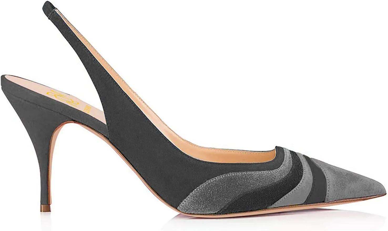LEHOOR Women Rainbow Slingback Pumps Kitten Heels Pointed Toe Suede, Multicolor High Heel Pumps Stiletto Elastic Strap Closed Toe for Ladies Dress Party 5-13 M US