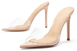 Liliana Laurent-3 Sandals Transparent Nude Back Open Clear Pump On-budget Heel Mule High Expedited delivery