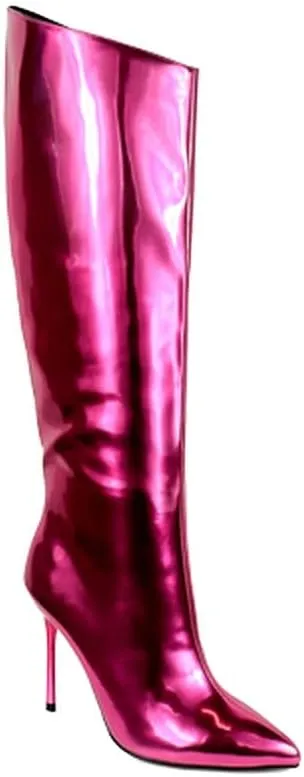 Liliana Women's Stiletto High Heel Knee High Boots Pointed Toe Side Zipper Dress Party Thin Heels Shoes Frenzy-1