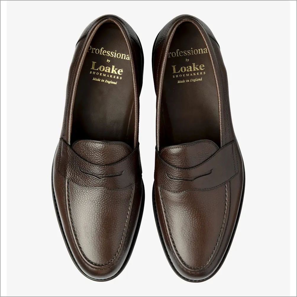 Loake Imperial Dark Brown Grain Leather Penny Loafer@