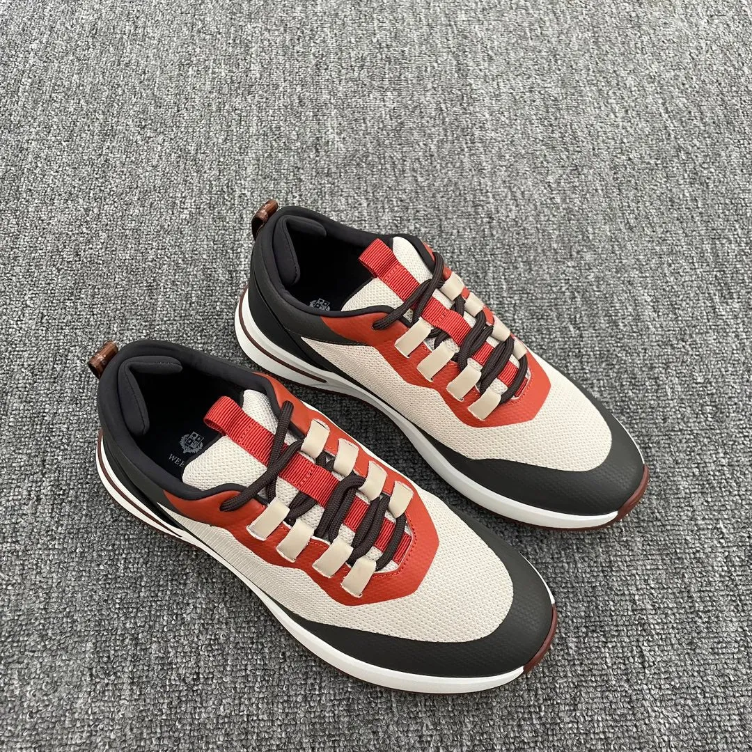 LP BRUNELLO SNEAKERS MULTI-RUBY AND WHITE MESH CALFSKIN