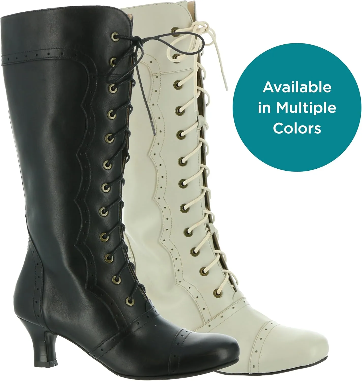 Masseys Women's Vintage Lace-Up Mid-Calf Leather Boot