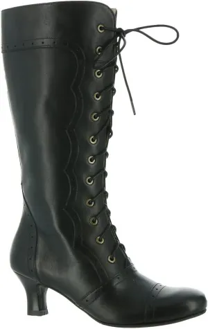Masseys Women's Vintage Lace-Up Mid-Calf Leather Boot