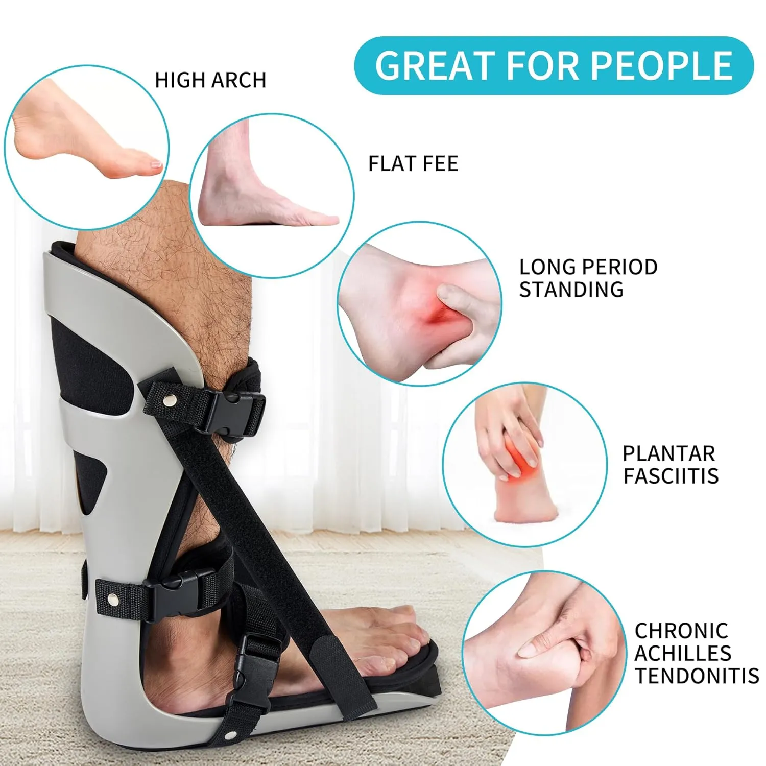 Medibot Sleeping Stretch Boot-Plantar Fasciitis Night Splint Leg Support Brace, Comfortable and Adjustable, Fits Right or Left Foot for Achilles Tendonitis, Heel, Bone Spurs, Calf Stretching(Small)