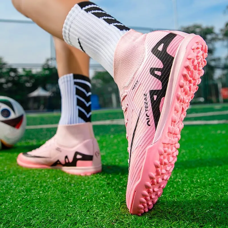 Men's Soccer Shoes Football Cleats High-Tops Lace-Up Non-Slip Spikes Outdoor AG/FG Baseball Lacrosse Rugby Combat Boots Shoes Size 4.5-11
