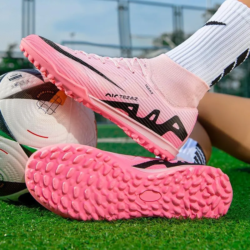 Men's Soccer Shoes Football Cleats High-Tops Lace-Up Non-Slip Spikes Outdoor AG/FG Baseball Lacrosse Rugby Combat Boots Shoes Size 4.5-11