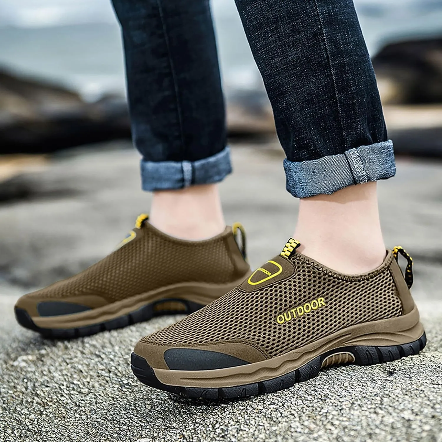 Mens Tennis Shoes Men Shoes Comfortable Soft Sole Breathable Casual Summer Mesh Hollow Breathable Casual