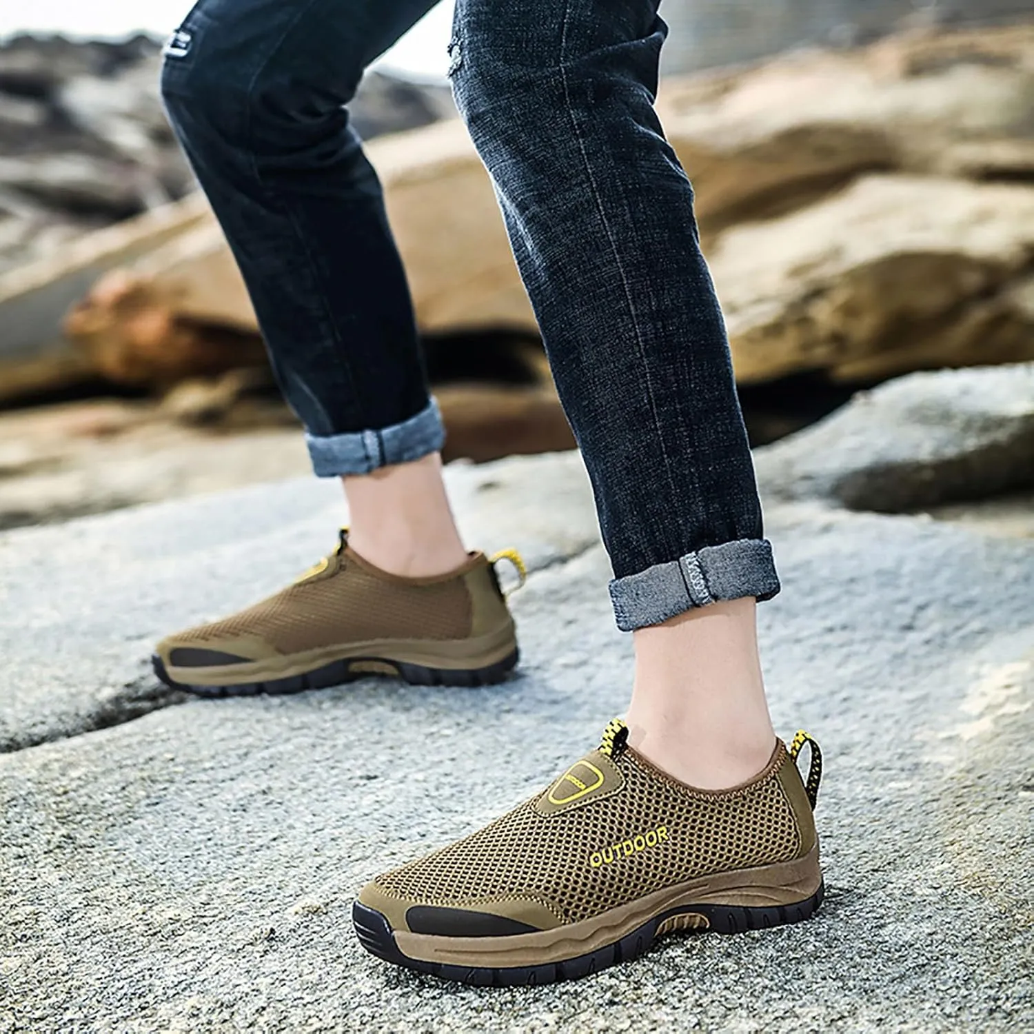 Mens Tennis Shoes Men Shoes Comfortable Soft Sole Breathable Casual Summer Mesh Hollow Breathable Casual