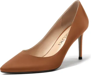 MERRORI Women's Solid Pointed Toe Slip On Satin Dress Evening Stiletto High Heel Pumps Shoes 3.3 Inch