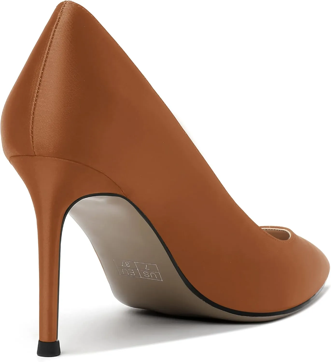 MERRORI Women's Solid Pointed Toe Slip On Satin Dress Evening Stiletto High Heel Pumps Shoes 3.3 Inch