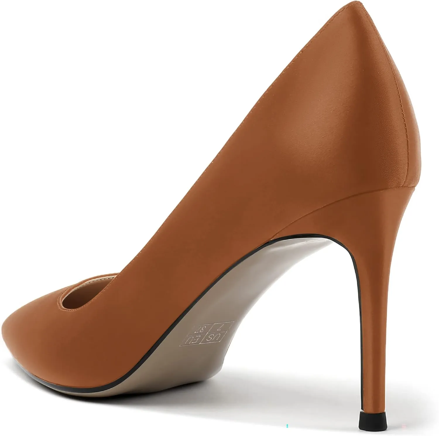 MERRORI Women's Solid Pointed Toe Slip On Satin Dress Evening Stiletto High Heel Pumps Shoes 3.3 Inch