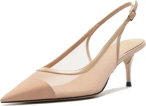 Mesh Kitten Heels for Women Slingback Design with Pointed Toe Breathable and Stylish Elegant Low Heel for Comfort and Sophistication
