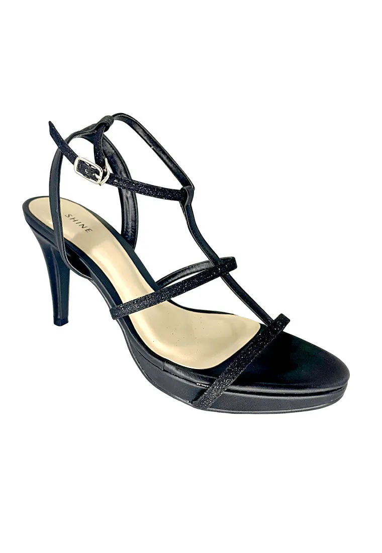 Metallic Asymmetric Strappy Heeled Sandals