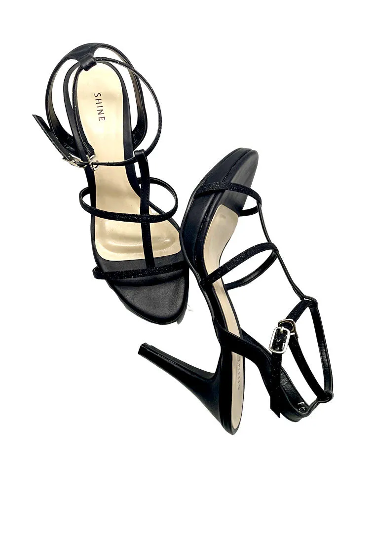 Metallic Asymmetric Strappy Heeled Sandals