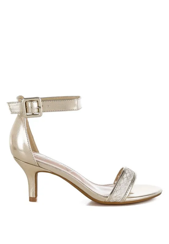 Metallic Kitten Heel Sandals