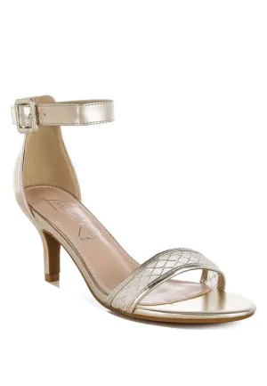 Metallic Kitten Heel Sandals