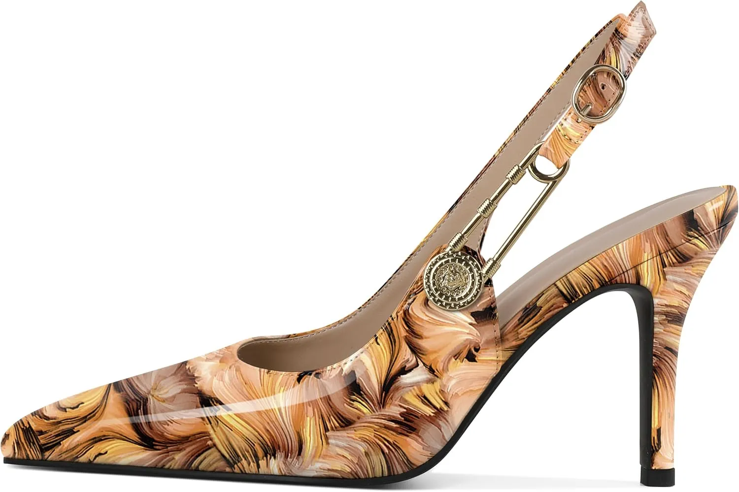 Mettesally Women Slingback Heels High Heels Closed Pointed Toe Pumps Stilettos Ankle Strap Women Pumps Shoes 3.7 Inch