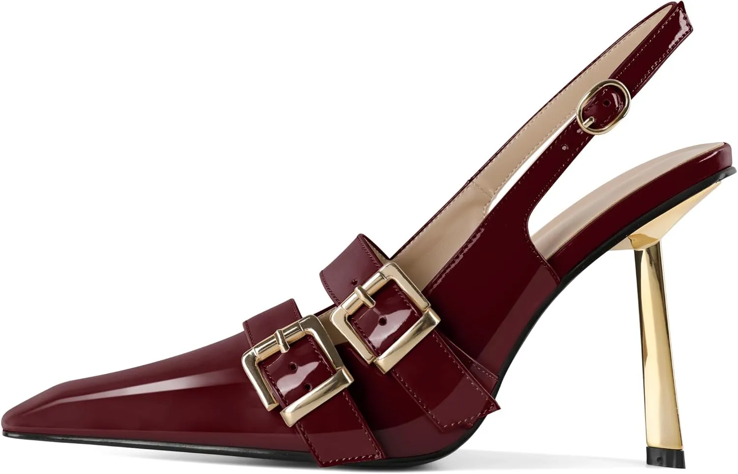 Mettesally Women Slingback Heels Pumps Shoes High Heels Stilettos Square Toe for Women Dressy Shoes 4 Inches
