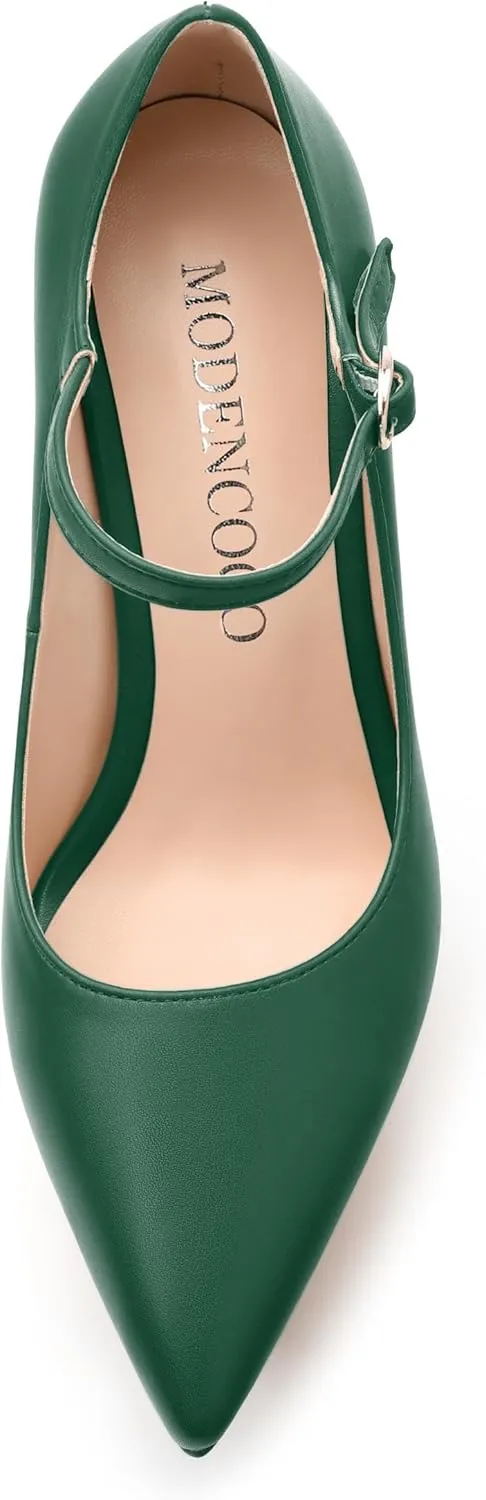 MODENCOCO Women's Platform Mary Jane Pumps High Heel Stiletto Pointed Toe Heels Ankle Strap Sexy Party Prom Dress Shoes