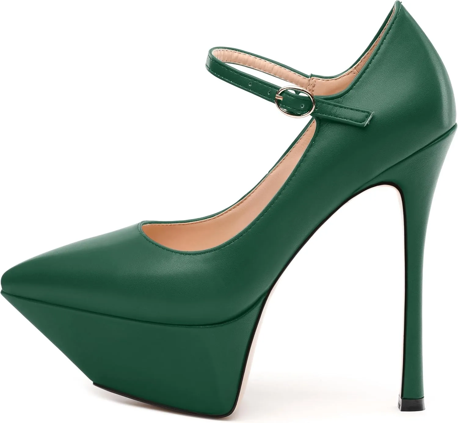 MODENCOCO Women's Platform Mary Jane Pumps High Heel Stiletto Pointed Toe Heels Ankle Strap Sexy Party Prom Dress Shoes
