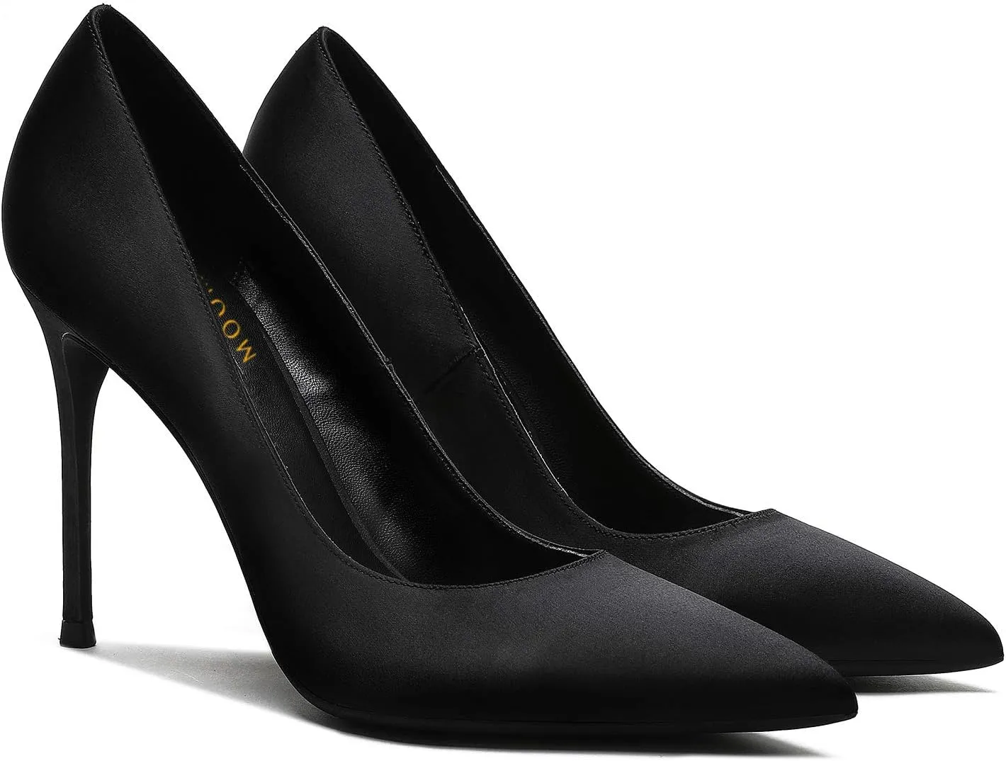 MOOMMO Women Satin High Heel Pumps Pointed Toe Sexy Stilettos 4 inch Slip On Formal Dress Shoes for Ladies Wedding Party Evening Work 4-13 M US