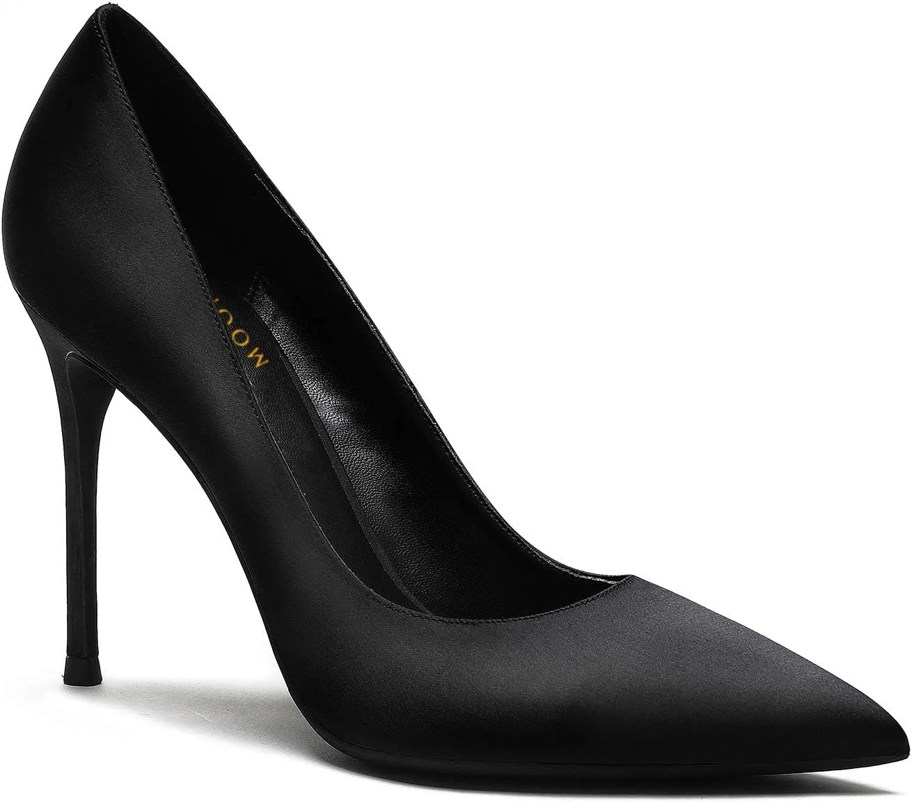 MOOMMO Women Satin High Heel Pumps Pointed Toe Sexy Stilettos 4 inch Slip On Formal Dress Shoes for Ladies Wedding Party Evening Work 4-13 M US