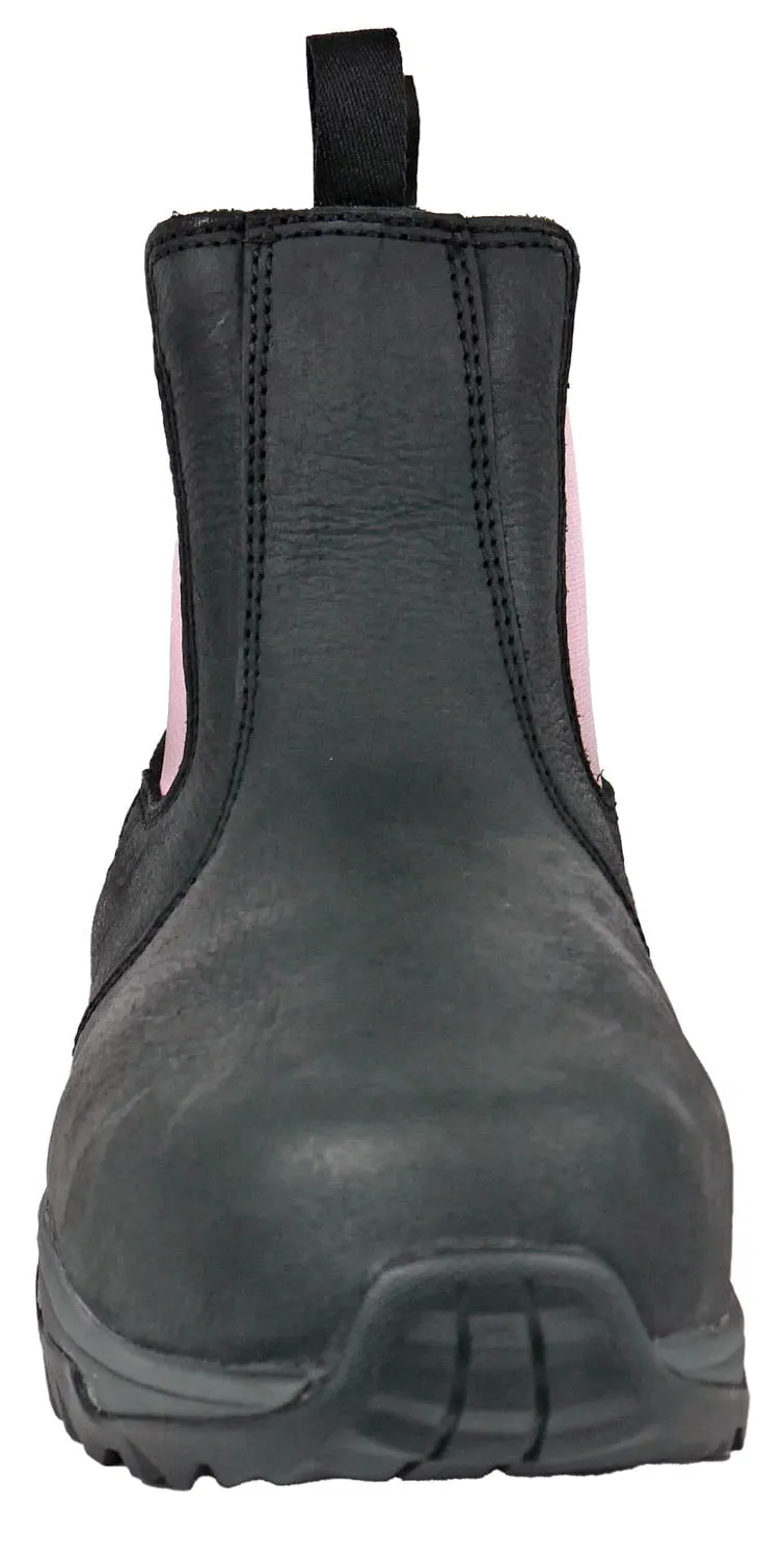 Moxie Trades Womens Angel Comp Toe Chelsea Black Leather Work Boots