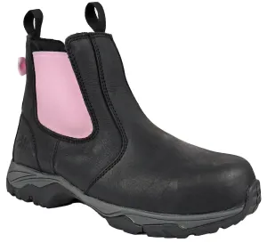 Moxie Trades Womens Angel Comp Toe Chelsea Black Leather Work Boots