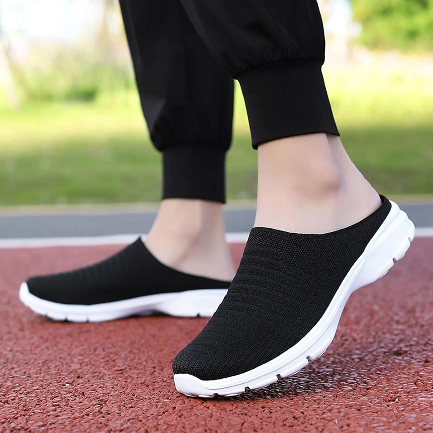 Mules for Women 2025 Backless Walking Sneakers Running Shoes for Women Comfort Slip On Shoes Casual Black Sneakers Tennis Shoe Loafers Casual Slip On