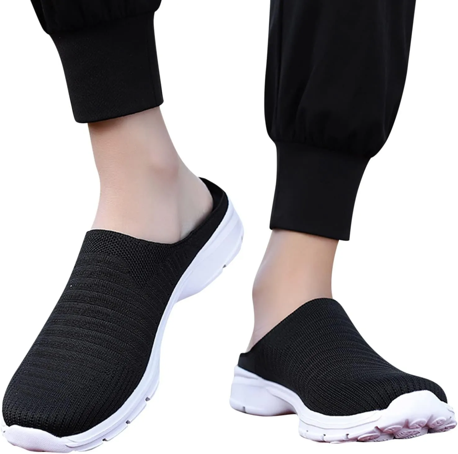 Mules for Women 2025 Backless Walking Sneakers Running Shoes for Women Comfort Slip On Shoes Casual Black Sneakers Tennis Shoe Loafers Casual Slip On