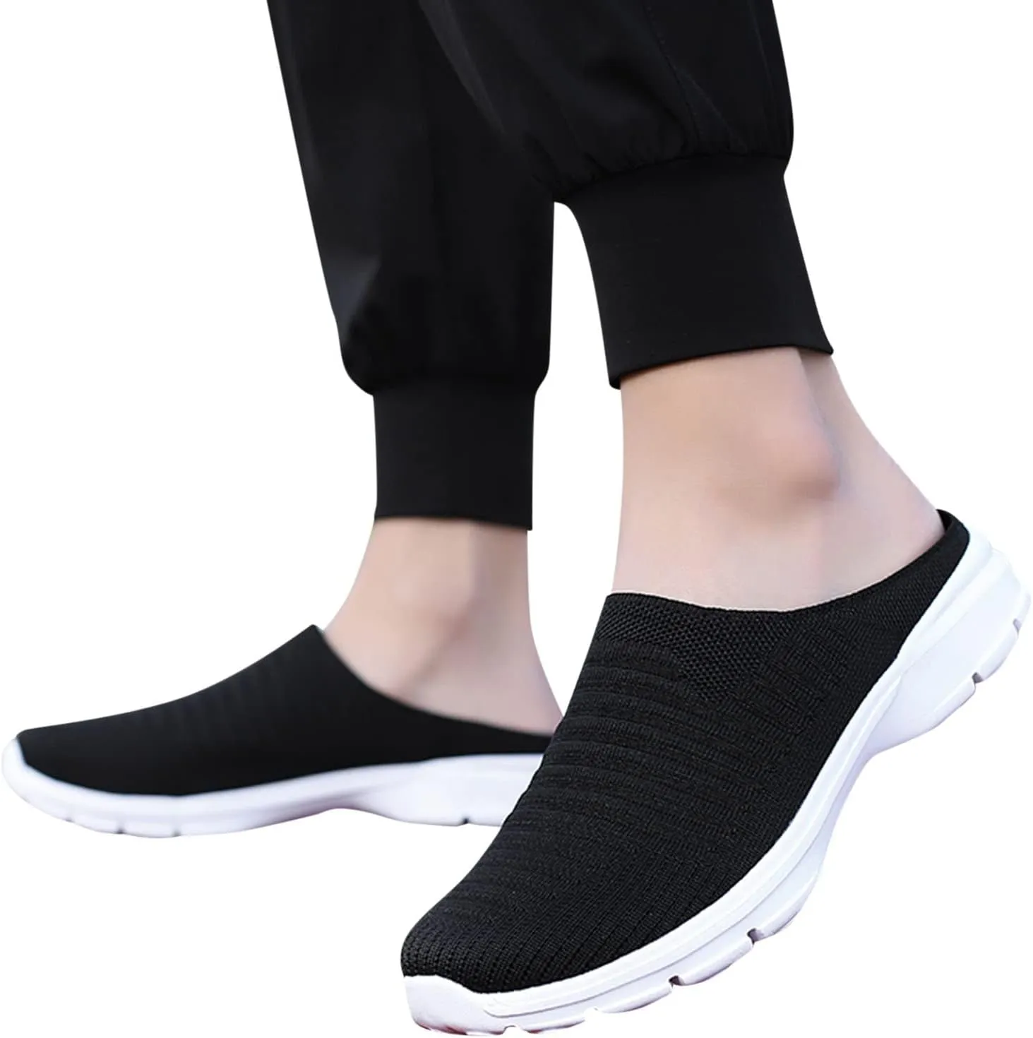 Mules for Women 2025 Backless Walking Sneakers Running Shoes for Women Comfort Slip On Shoes Casual Black Sneakers Tennis Shoe Loafers Casual Slip On