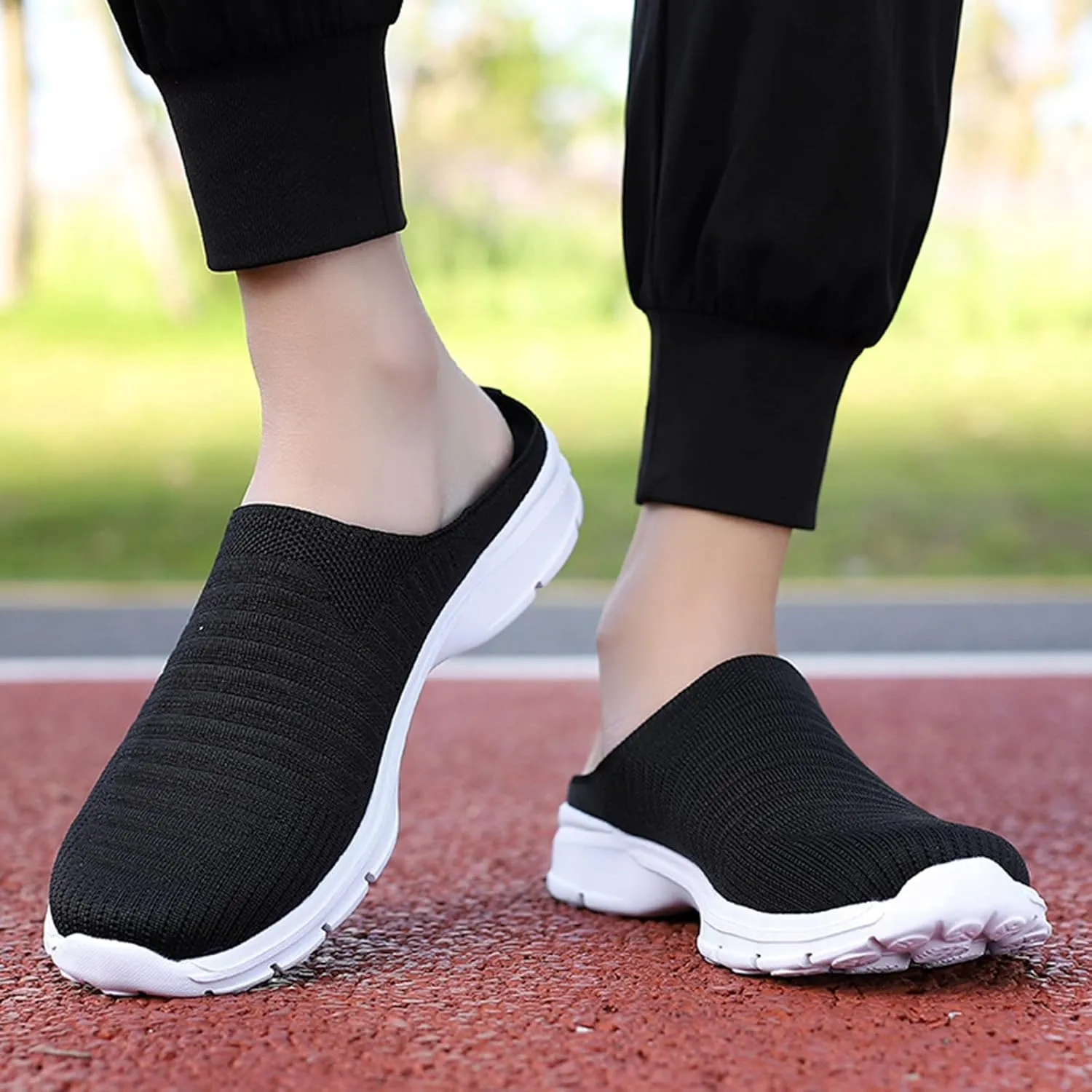 Mules for Women 2025 Backless Walking Sneakers Running Shoes for Women Comfort Slip On Shoes Casual Black Sneakers Tennis Shoe Loafers Casual Slip On