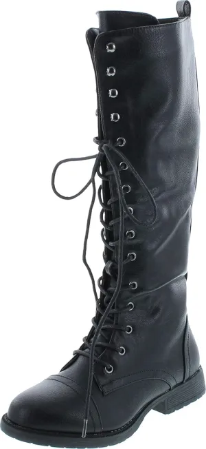 Nature Breeze Madge 02Kh Womens Knee High Lace Up Combat Boots