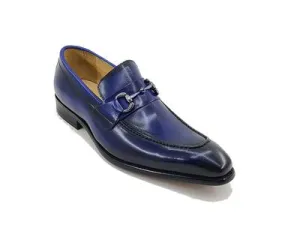 Navy Signature Buckle Loafer - Carrucci