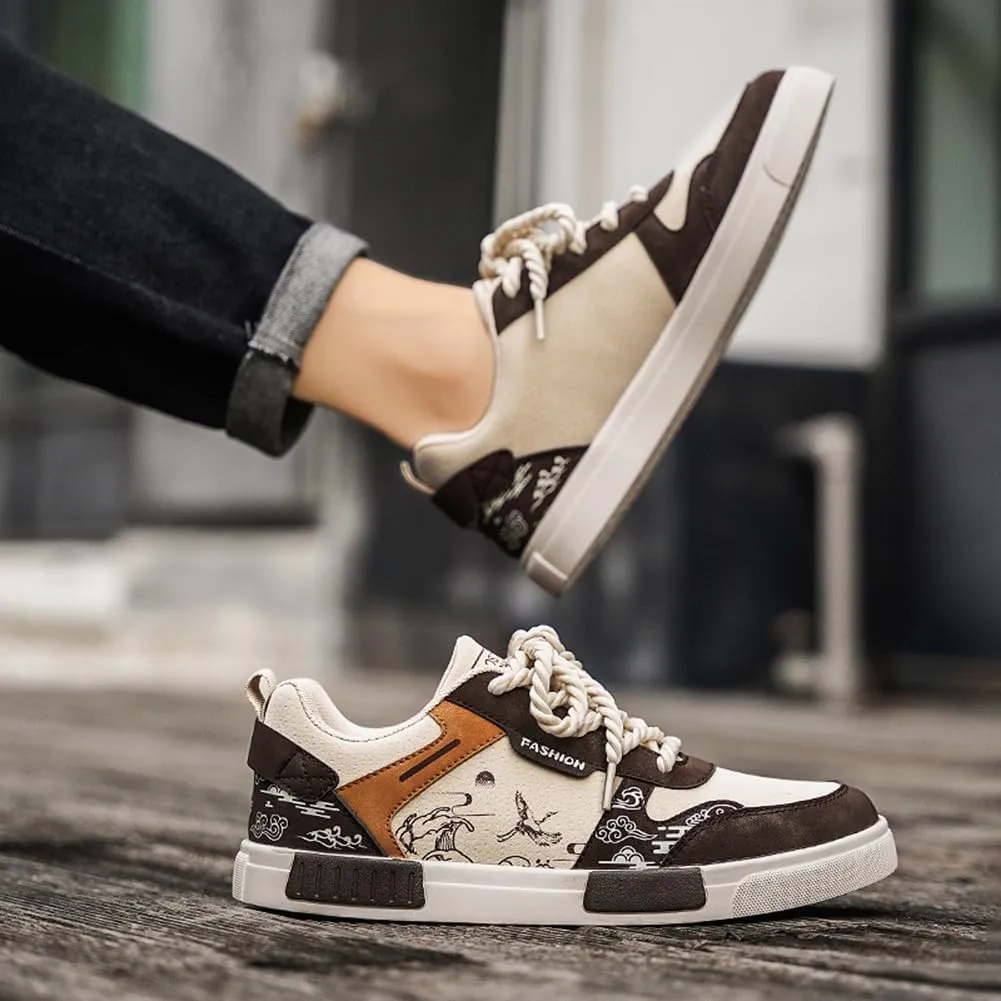 NCNDB Men's Leather Skateboard Walking Shoes Fashion Anime Casual Sneaker