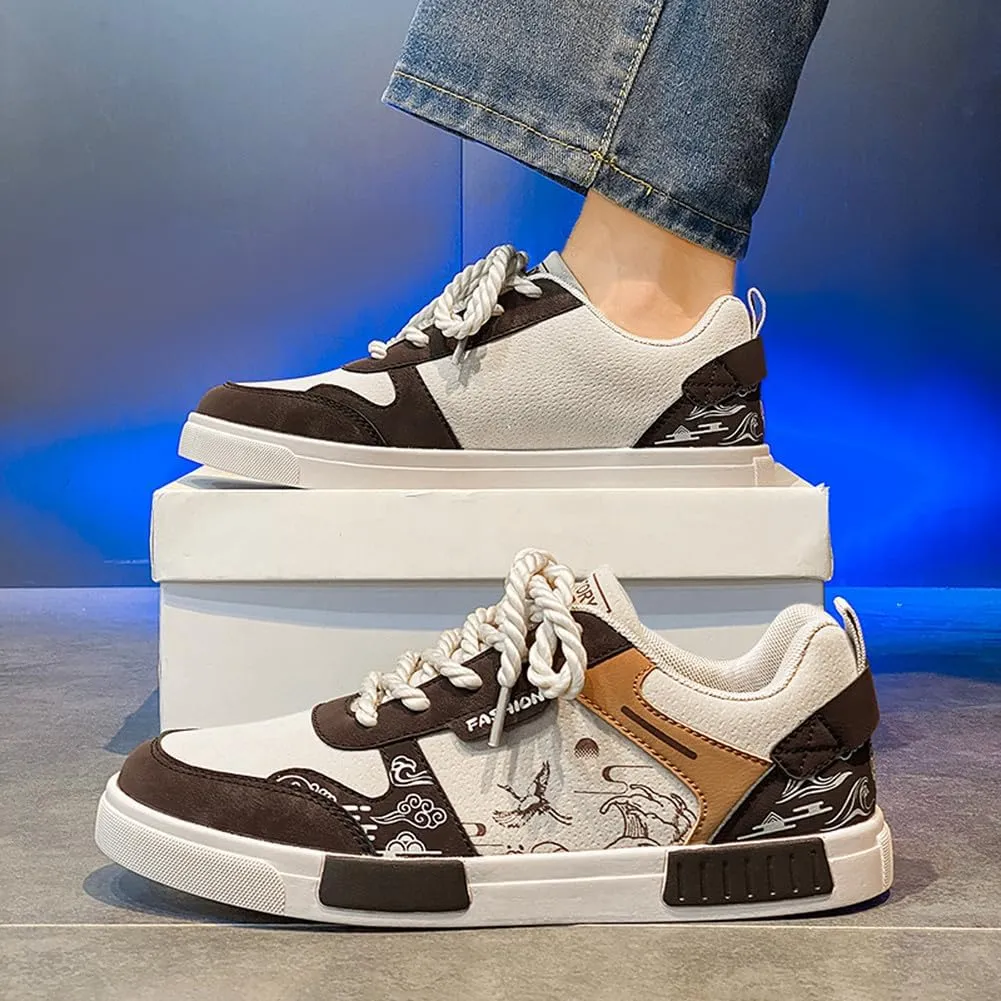 NCNDB Men's Leather Skateboard Walking Shoes Fashion Anime Casual Sneaker
