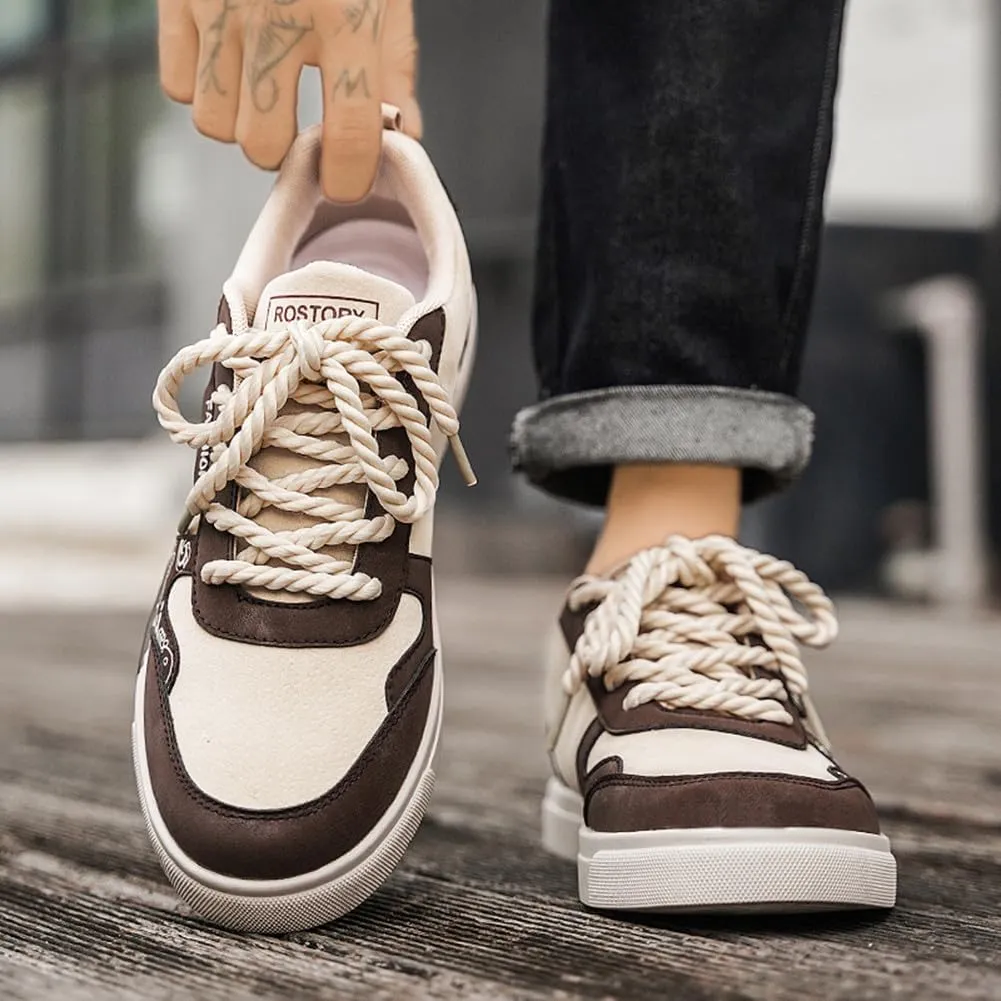 NCNDB Men's Leather Skateboard Walking Shoes Fashion Anime Casual Sneaker