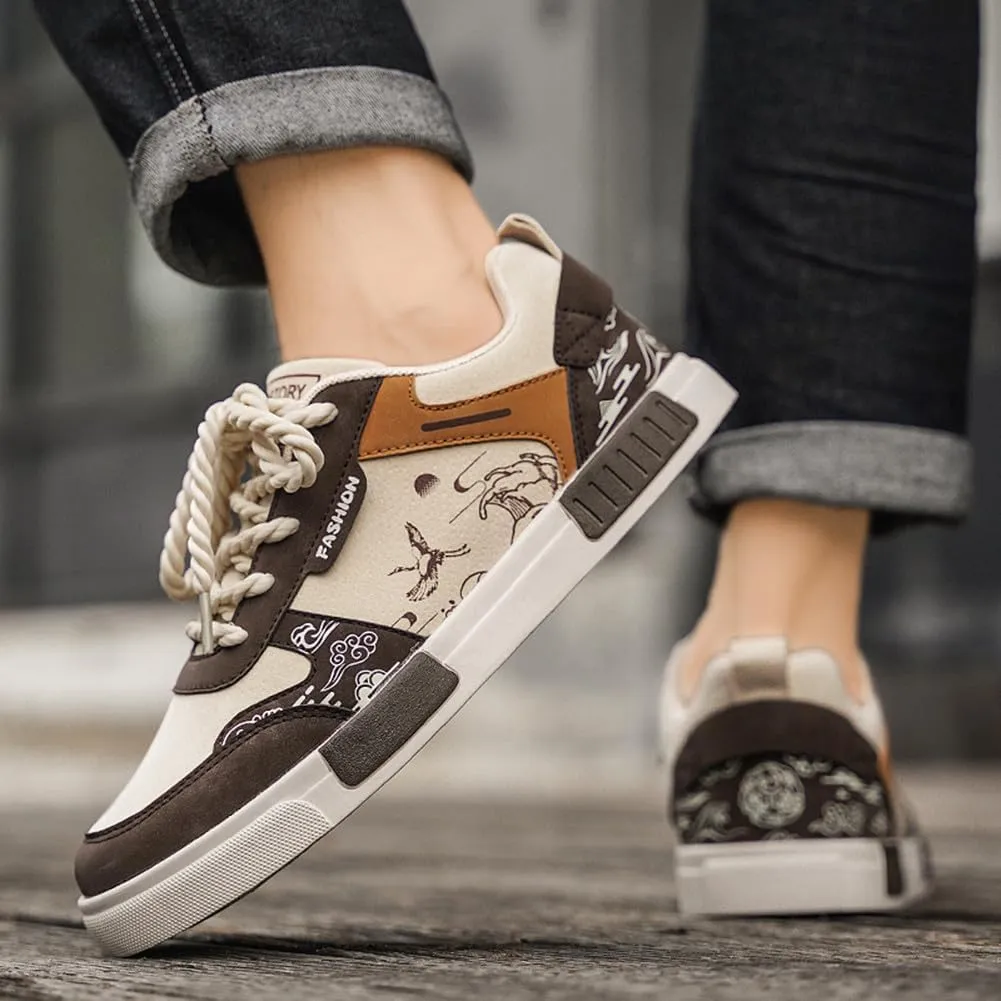 NCNDB Men's Leather Skateboard Walking Shoes Fashion Anime Casual Sneaker
