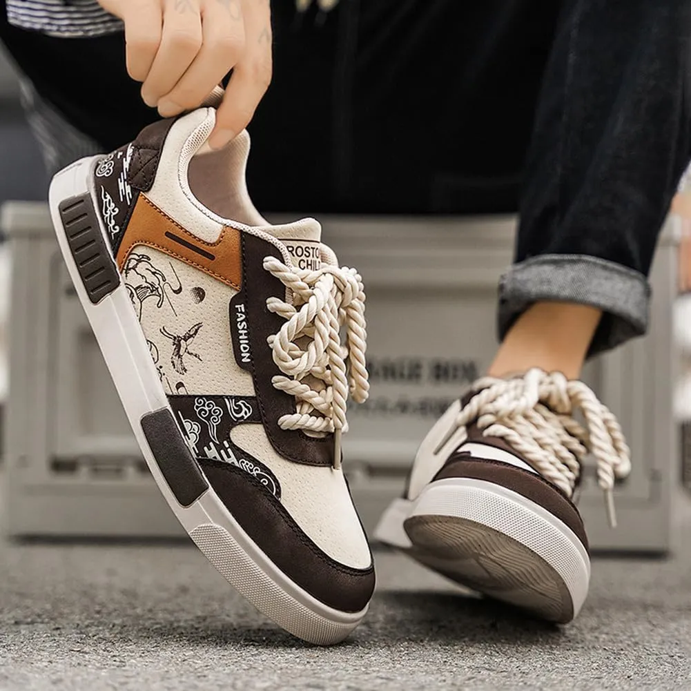 NCNDB Men's Leather Skateboard Walking Shoes Fashion Anime Casual Sneaker