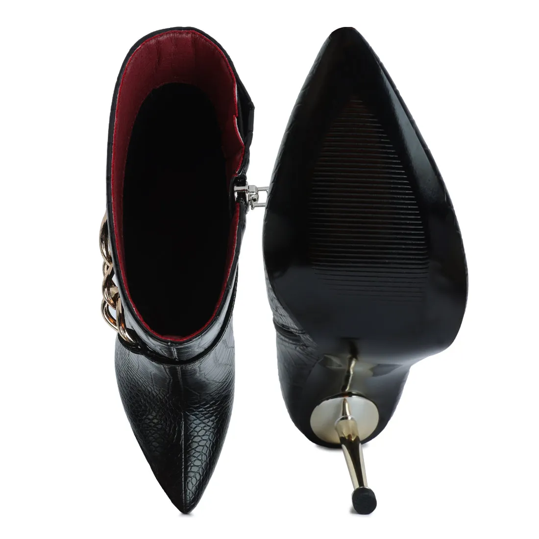 Nicole Croc Patterned High Heeled Ankle Boots