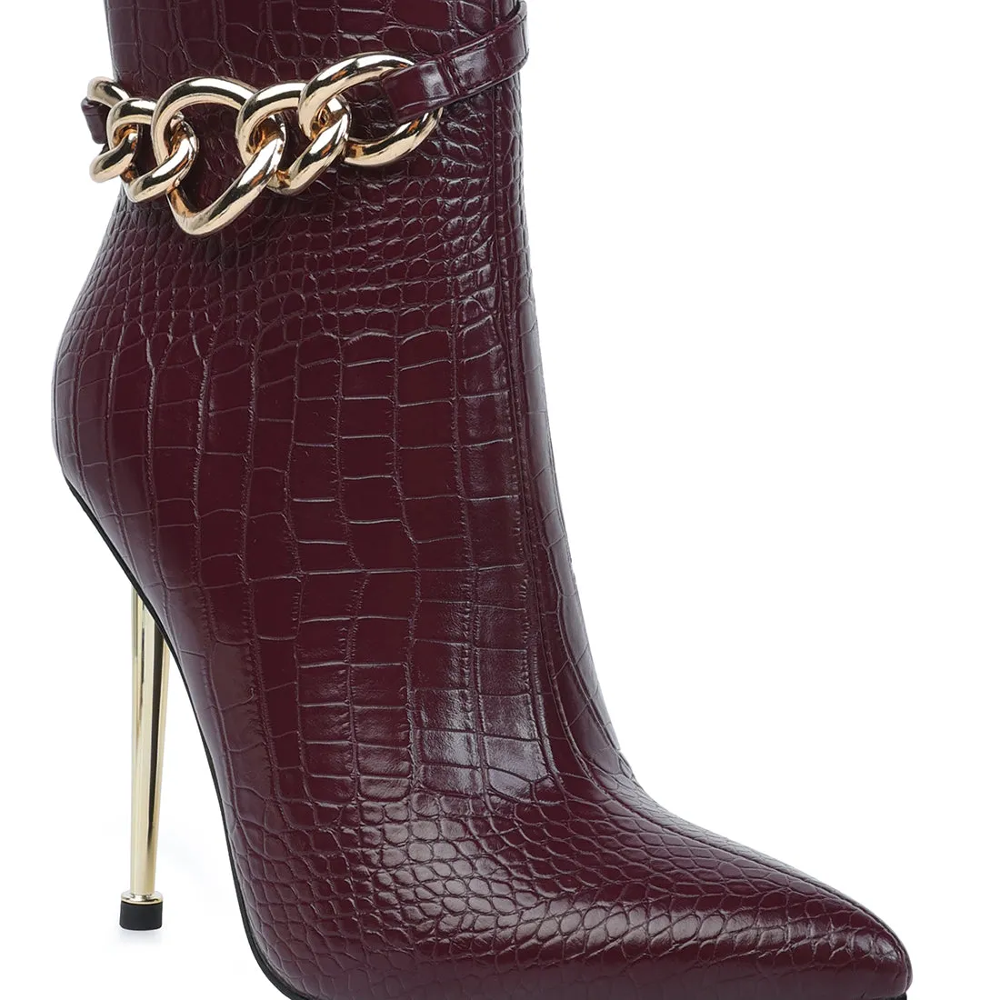Nicole Croc Patterned High Heeled Ankle Boots