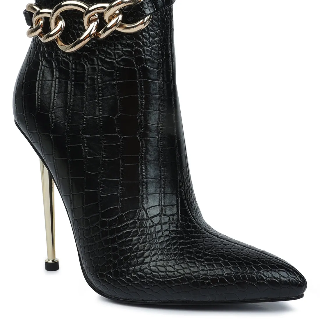 Nicole Croc Patterned High Heeled Ankle Boots